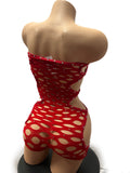 RED FISHNET ONE PIECE CUT-OUT