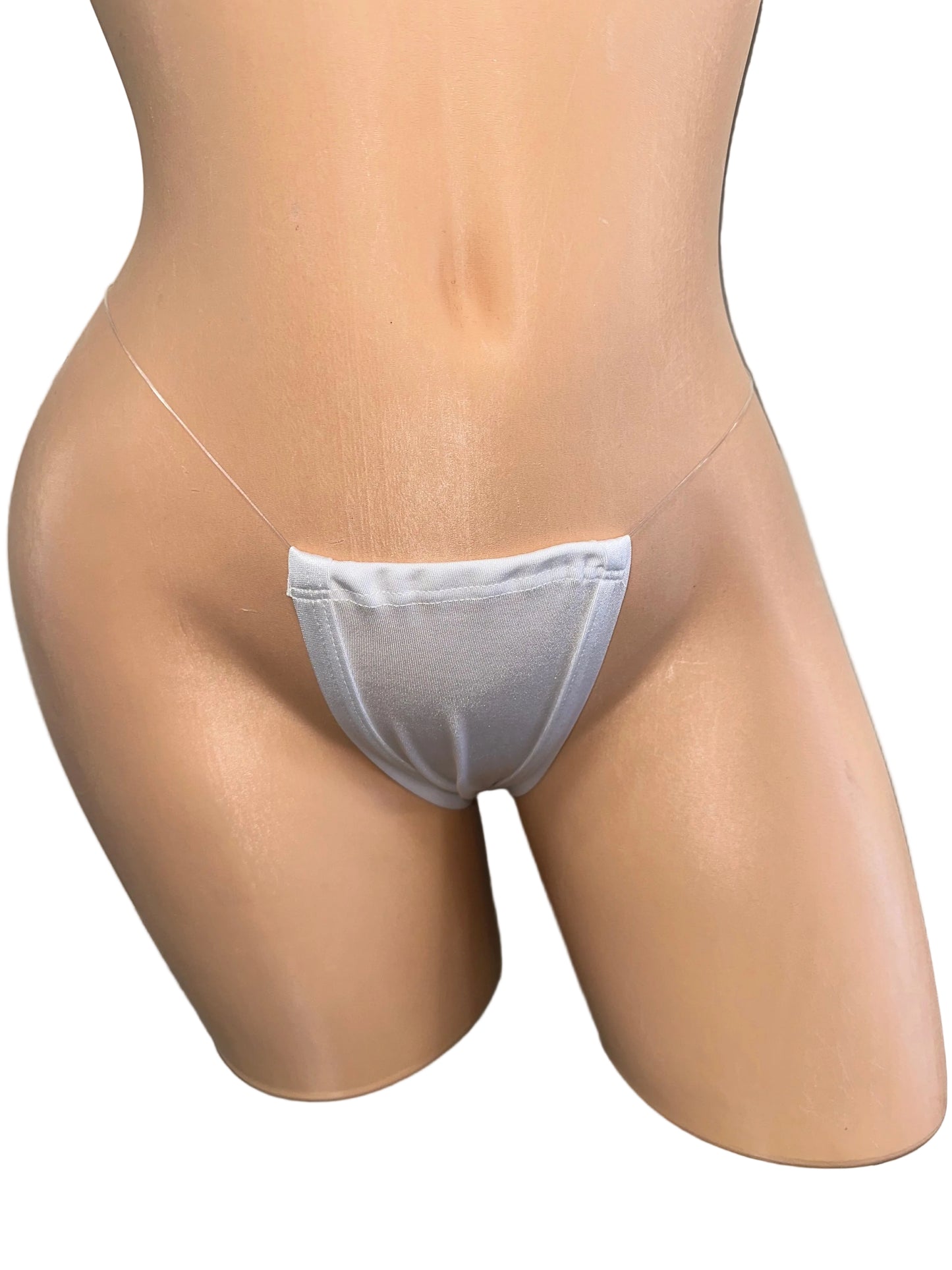 White Plain Clear String Thong