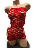 RED FISHNET ONE PIECE CUT-OUT