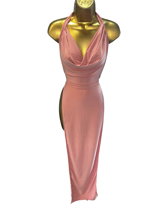 BABY PINK GOWN WITH SLITS