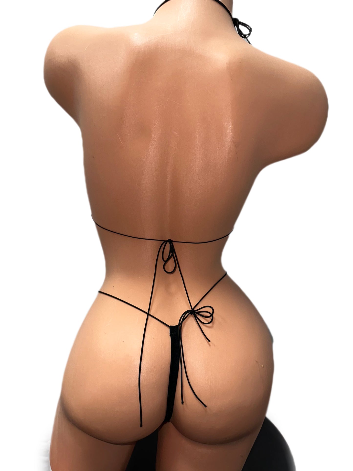 BLACK W/ HEMATITE RHINESTONE MICRO-KINI