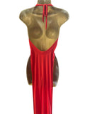 RED GOWN WITH SLITS