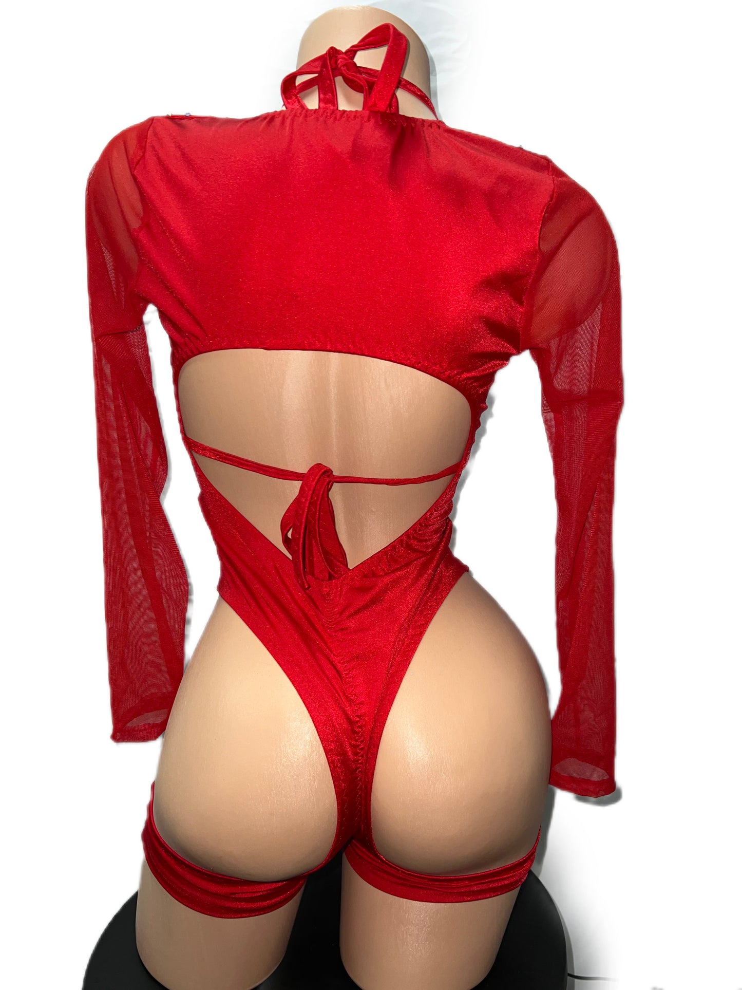 RED TWO PIECE WITH RHINESTONES
