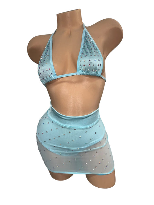BABY BLUE SKIRT SET