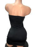 BLACK SCRUNCH DRESS STRAPLESS