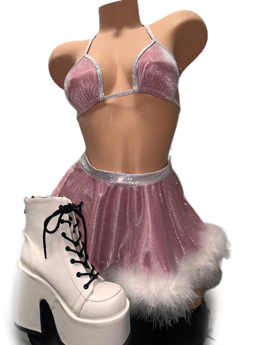 TWO PIECE PINK FUR SET