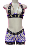 PURPLE FISHNET WITH GOLD