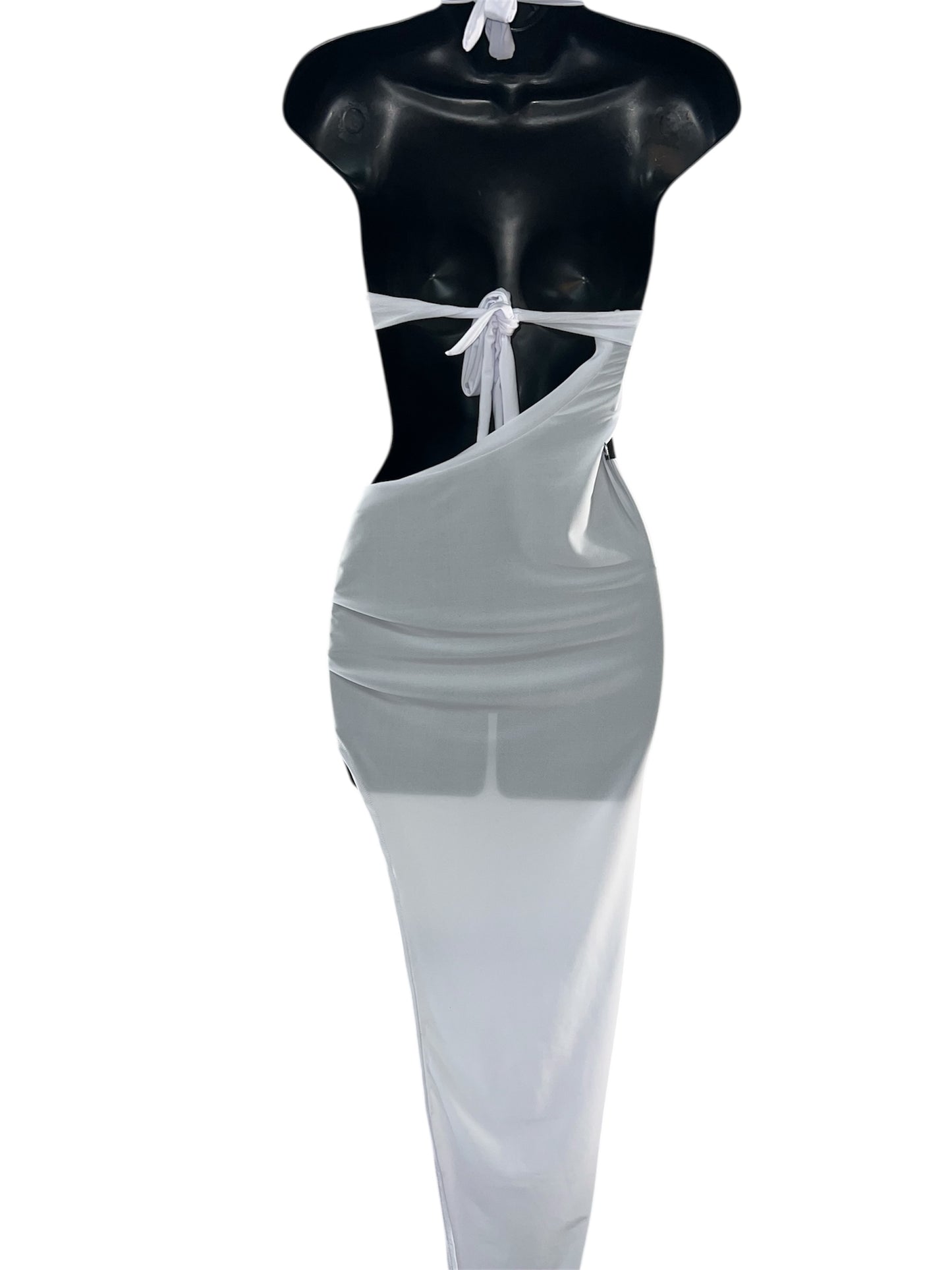 WHITE GOWN WITH CUT-OUT