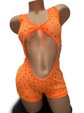 ORANGE SHORTS BODYSUIT