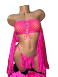 PINK FISHNET SET WITH BOOT COVERS