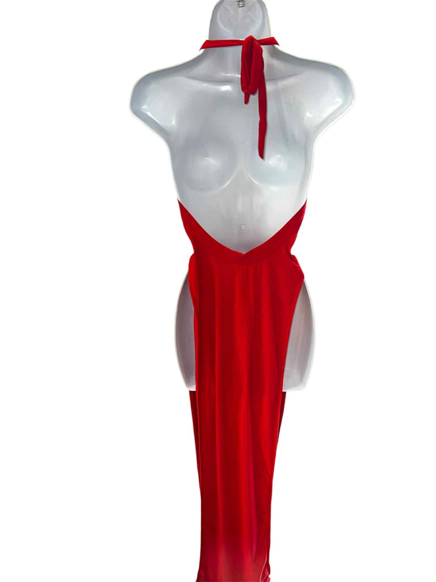 RED GOWN WITH SLITS