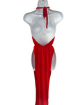 RED GOWN WITH SLITS