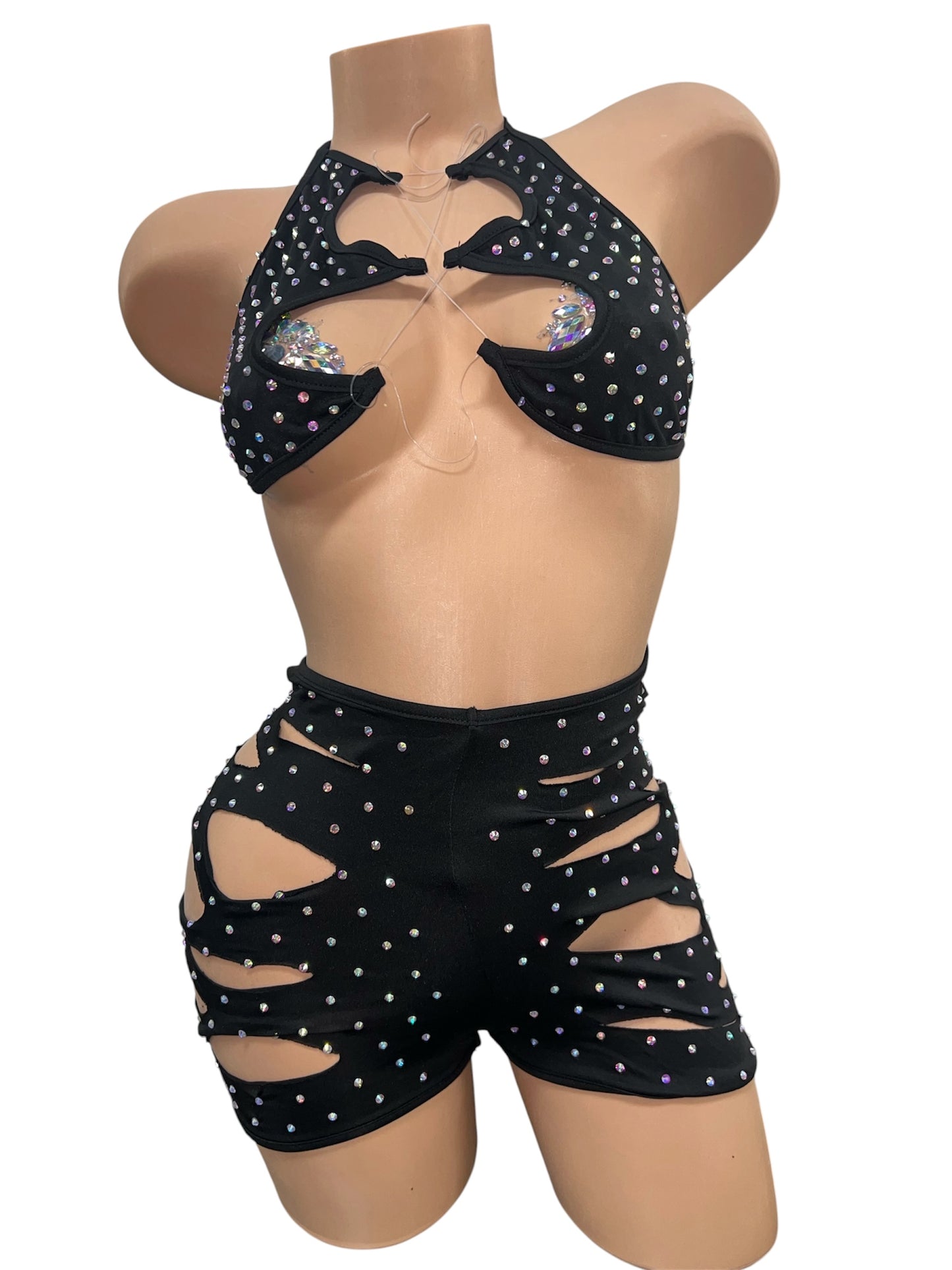 BLACK SHORTS SET