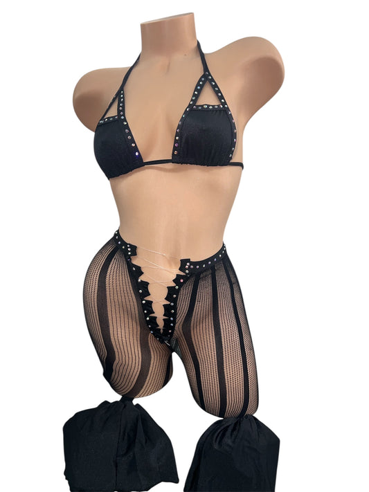 BLACK TWO PIECE PANTS SET