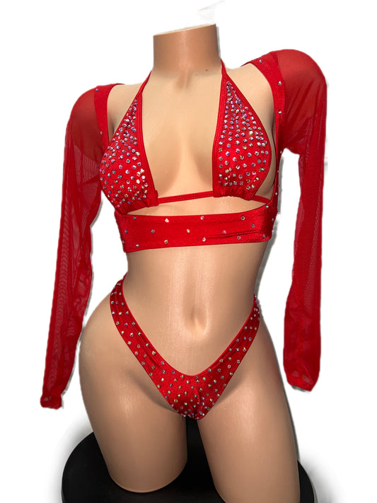 RED THREE PIECE OUTFIT