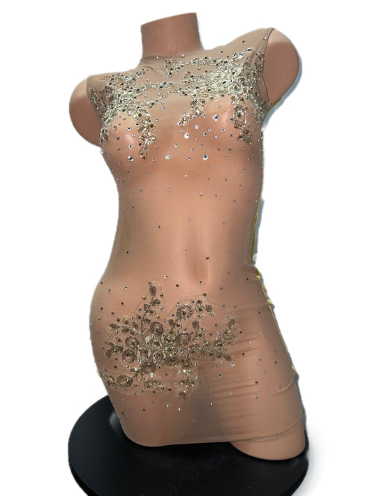 RHINESTONE MESH WITH A SOLID YELLOW BACK