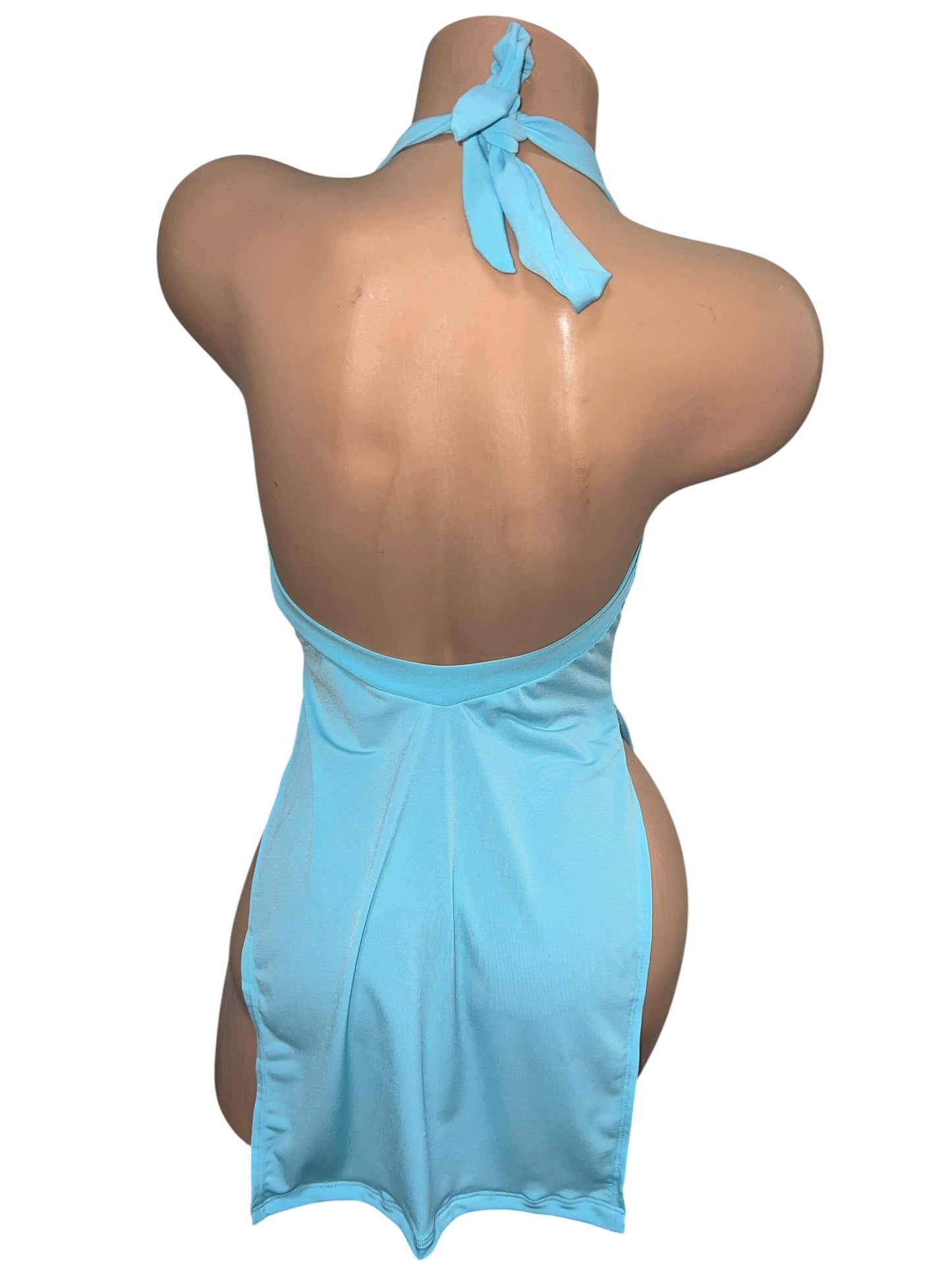 BABY BLUE DRAPED DRESS
