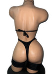 BLACK BODYSUIT WITH ATTACHED GARTERS