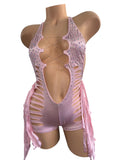 BABY PINK FRINGE ONE PIECE