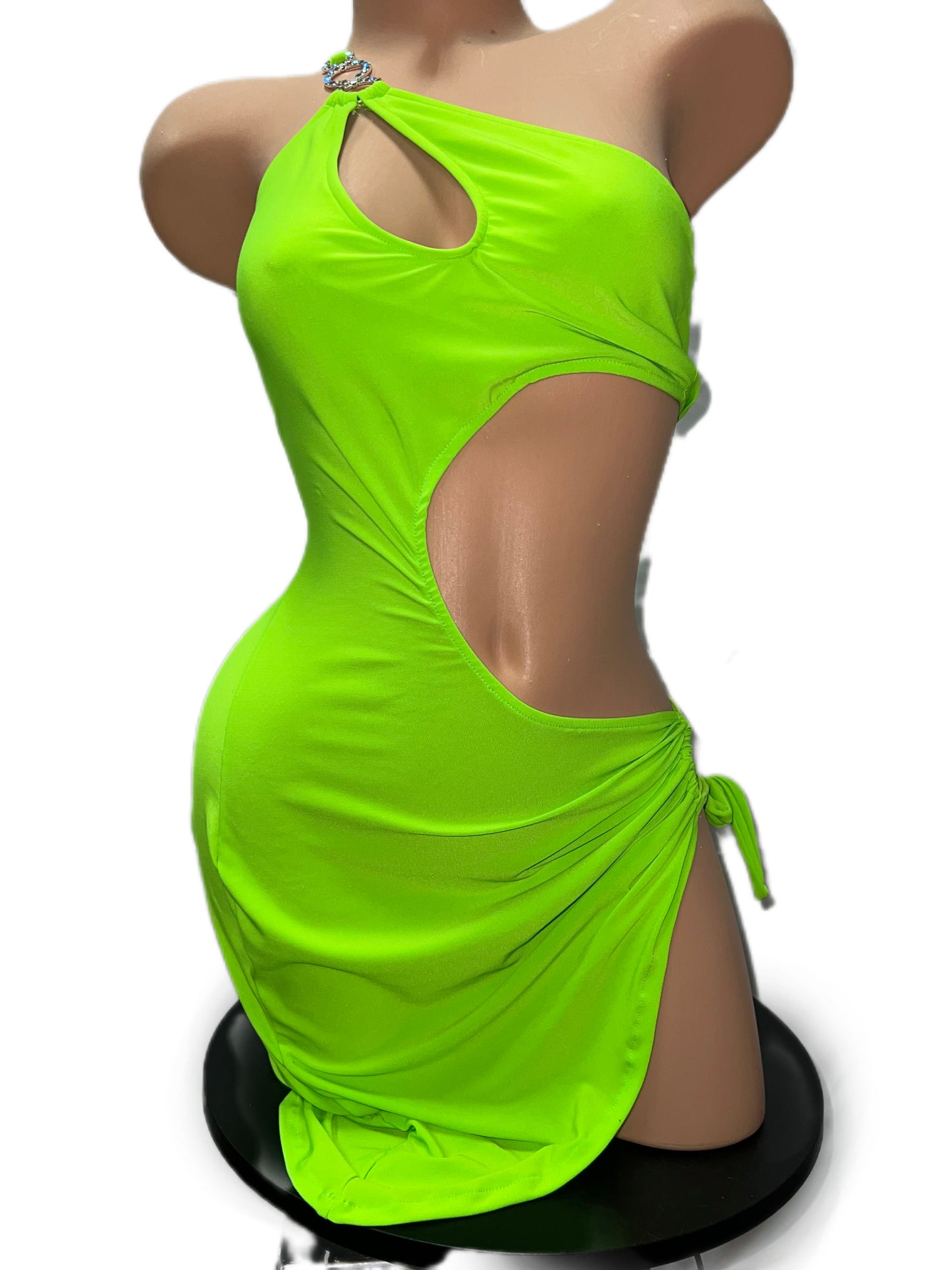 NEON GREEN CUTOUT DRESS