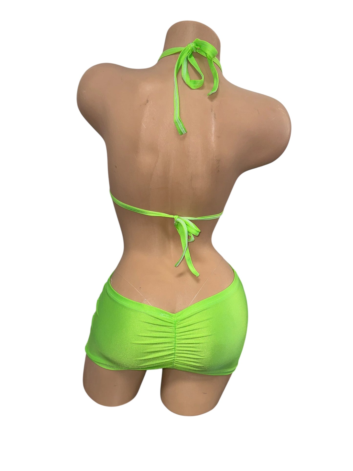 NEON GREEN TWO PIECE SKIRT SET