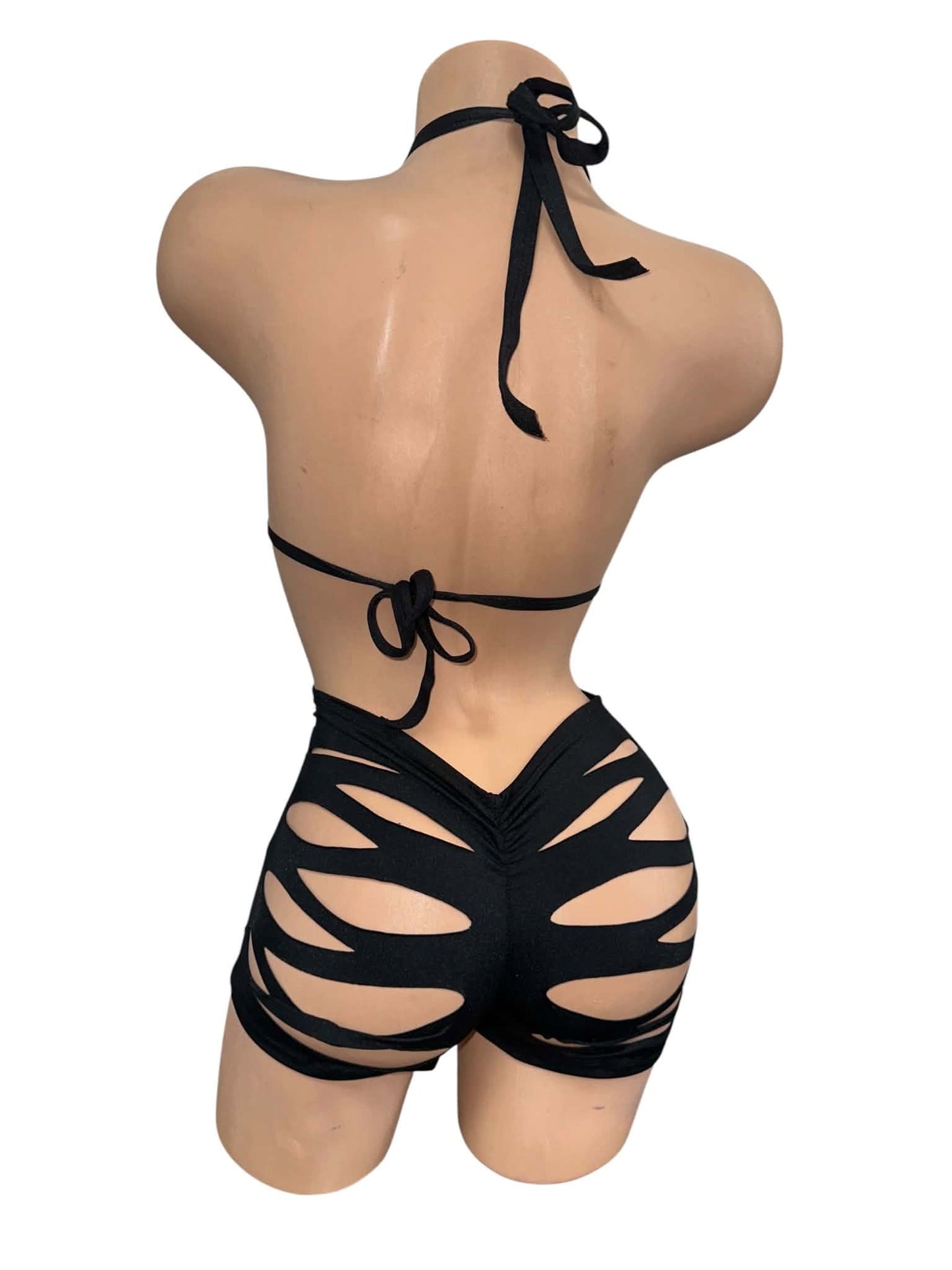 BLACK TWO PIECE SHORTS SET