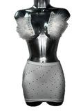 WHITE FUR SKIRT SET