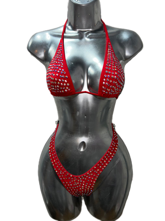 RED RHINESTONE TWO PIECE SET