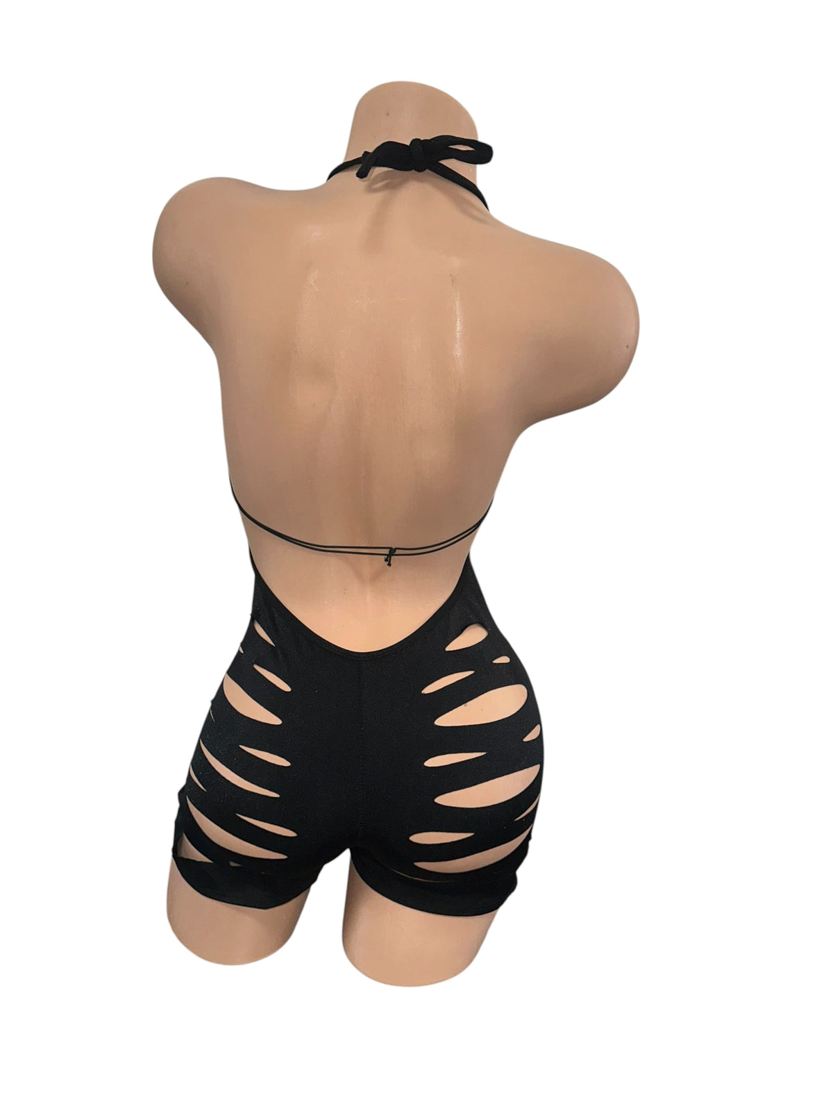 Black Slitted Shorts One Piece