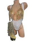 GOLD AND WHITE BRA SET