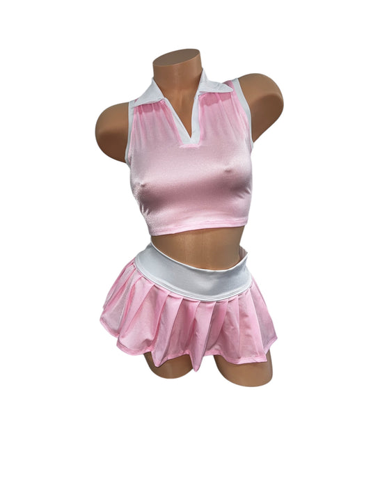 BABY PINK GOLF OUTFIT THEMED SKIRT SET