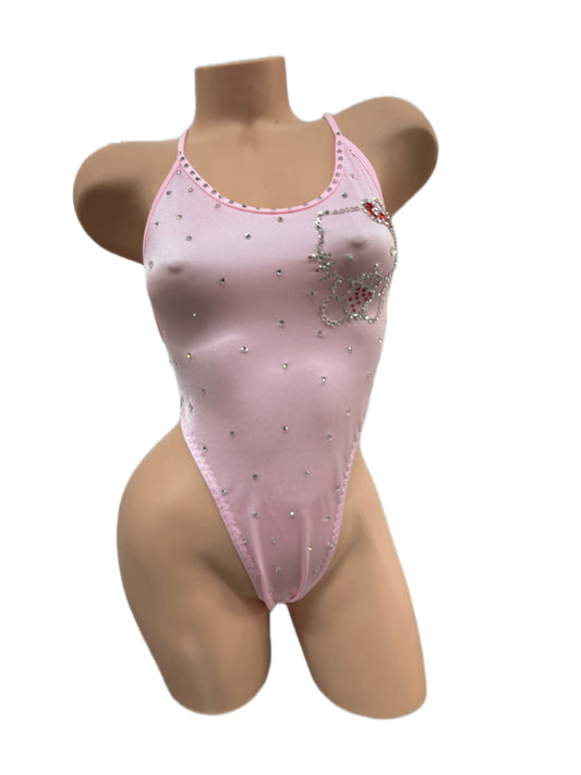 BABY PINK BODYSUIT WITH KITTY