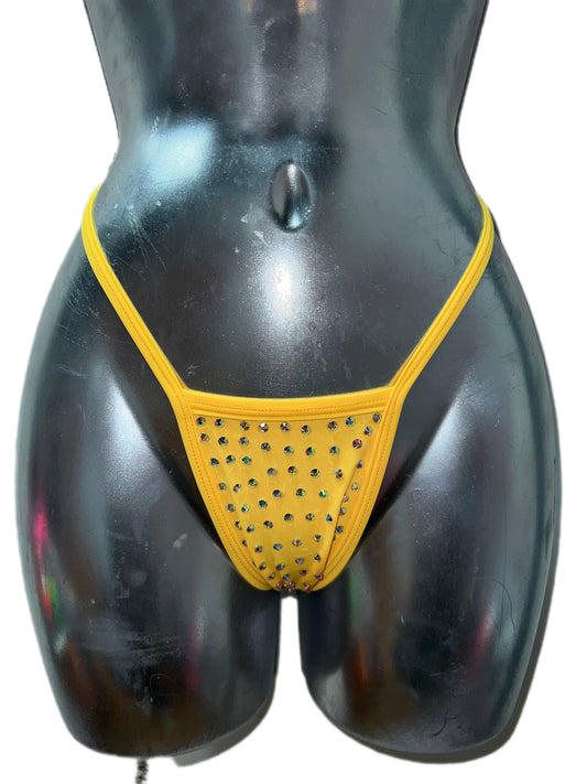 YELLOW BLUE T-BAR THONG WITH RHINESTONES