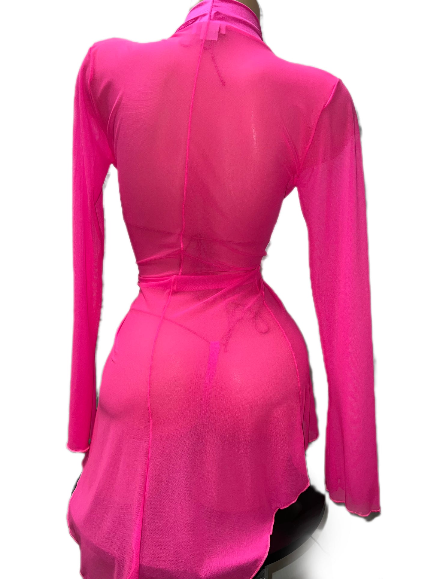 PINK WITH AB RHINESTONE MICRO-KINI WITH ROBE