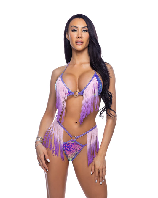6708 - 2PC Sequin & Ombre Fringe Short Set