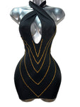 BLACK AND GOLD DRESS