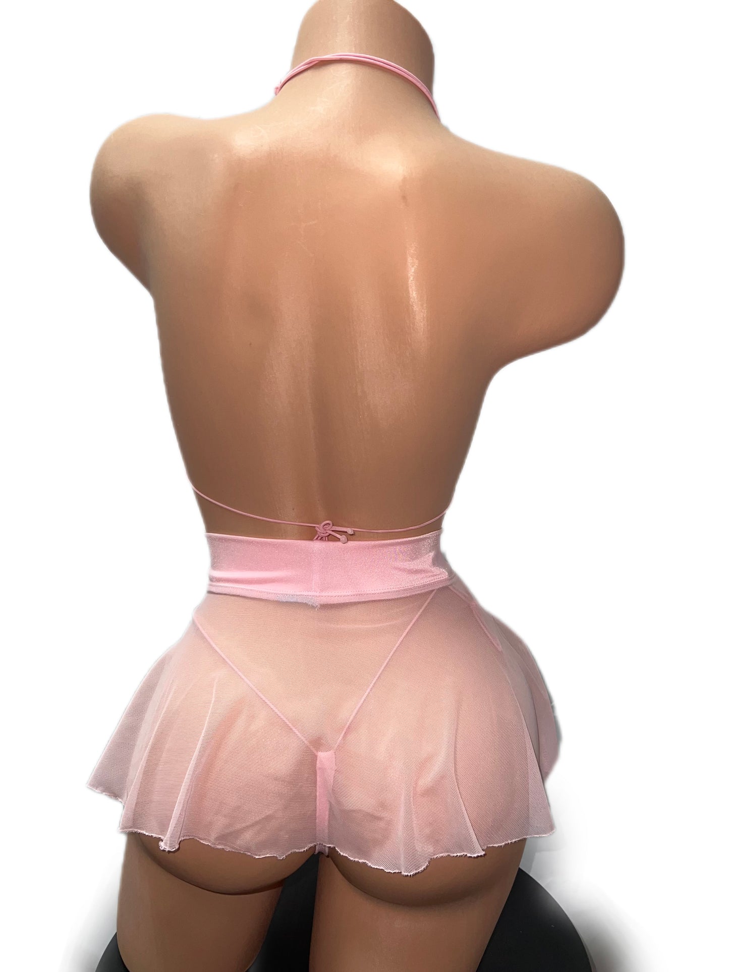 BABY PINK THREE PIECE SKIRT SET