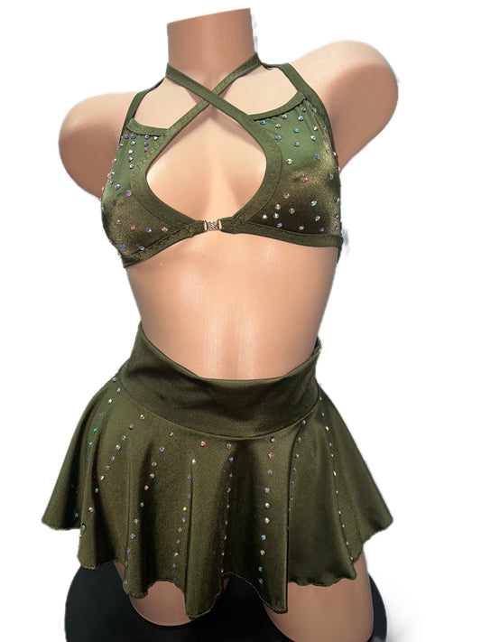 GREEN SKIRT SET