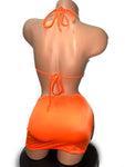 ORANGE FISHNET SKIRT SET