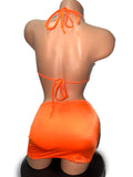 ORANGE FISHNET SKIRT SET