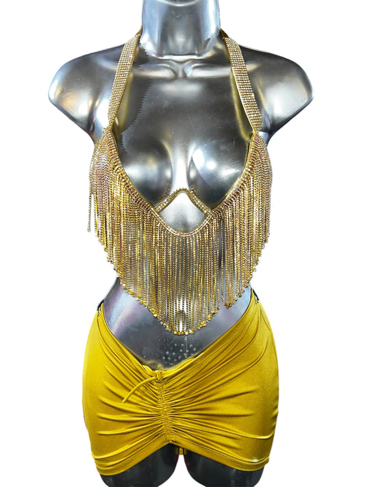 GOLD BRA SKIRT SET
