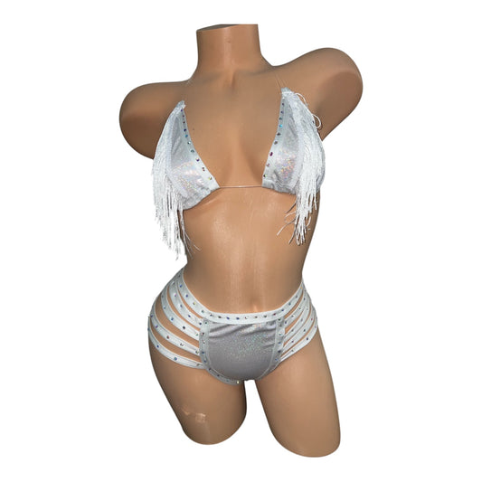 WHITE TWO PIECE WITH FRINGE