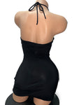 BLACK DRESS WITH RHINESTONE DETAIL