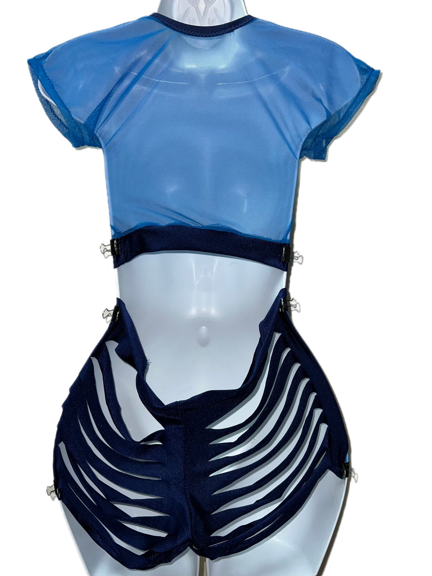 BLUE MESH SHORTS SET