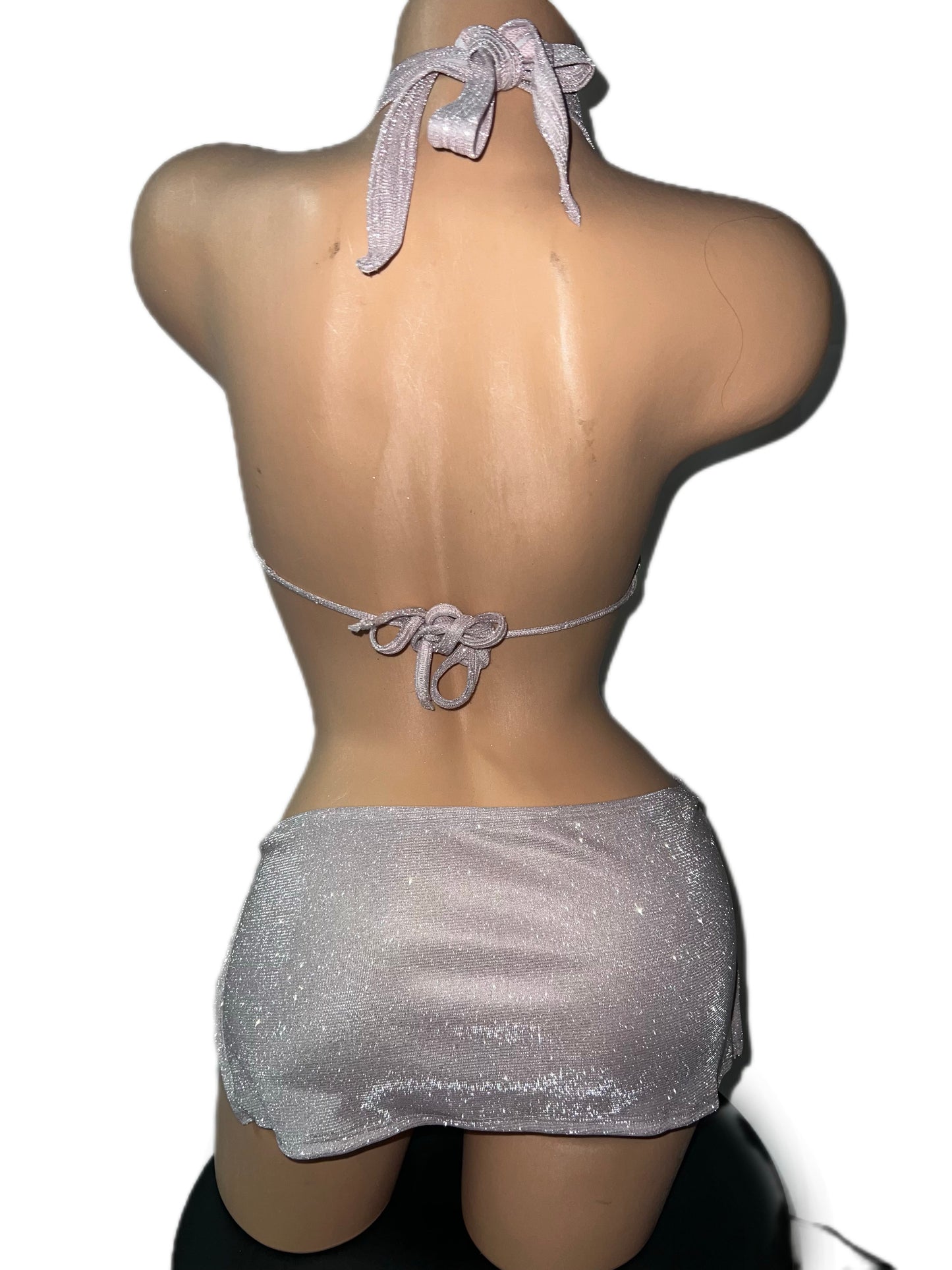 SILVER SPARKLE SKIRT SET