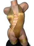 GOLD BODYSUIT WITH GARTERS