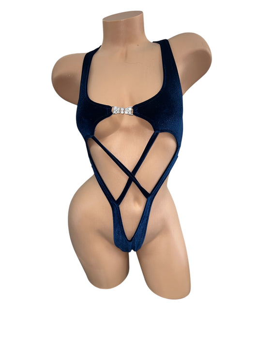 BLACK BODYSUIT WITH RHINESTONE DETAIL