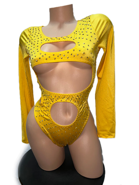 YELLOW CUT-OUT BODYSUIT
