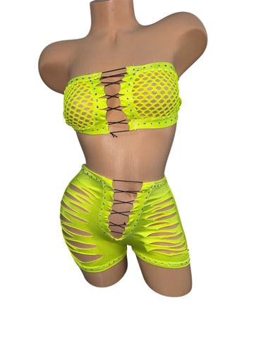 NEON YELLOW SHORTS SET