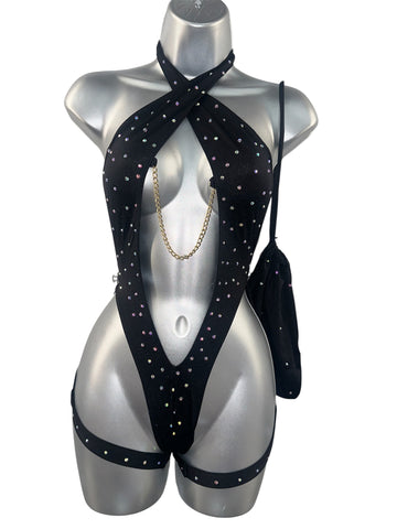 BLACK BODYSUIT W/ MONEYBAG